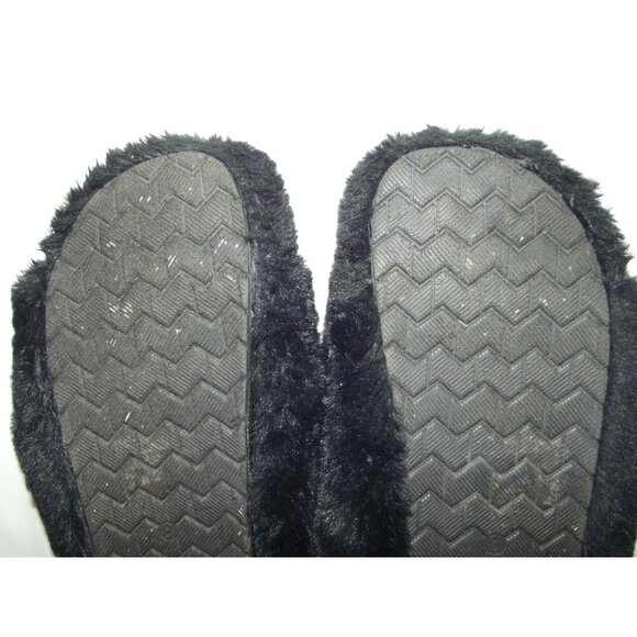 Steve Madden Slippers Womens Size 8 Black Faux Fur Fuzzy Slide House Shoes - Picture 11 of 12